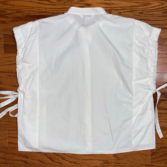 Club Monaco White Cinch Sleeve Organic Cotton Button Up Shirt Size Small - Picture 9 of 14